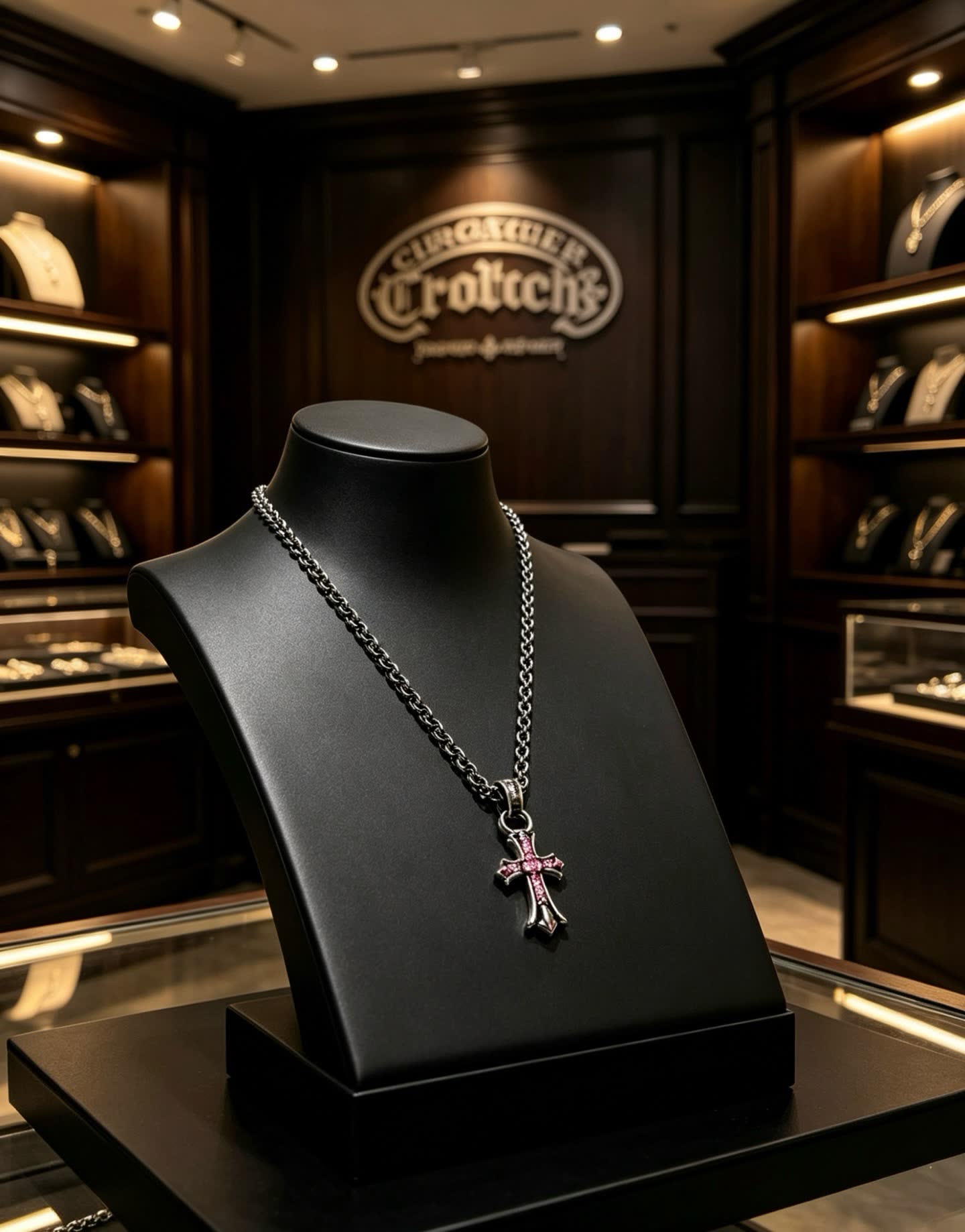 Chrome Hearts Bling Jewelry Cross Pendant Necklace